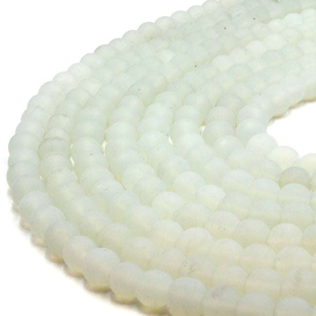 Indian Glass Beads  8mm Matte Round Shaped Indian Beach Glass