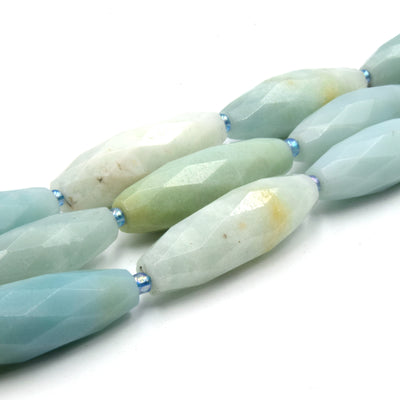 Faceted Tube Beads | 30mm Gemstone Beads | Rice Shaped Beads