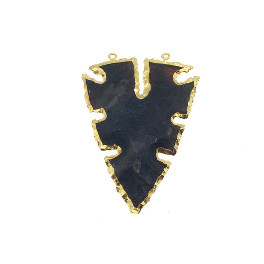 2.5-3" Gold Finish Double Bail Notched Arrow Shape Electroplated Mixed Jasper Pendant  ~ 60mm-75mm Long - Sold Individually, Randomly Chosen