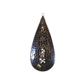 Large Sized Black/Brown Natural Ox Bone Teardrop Shaped Pendant with Carved Floral/Mandala Designs - Measuring 38mm x 90mm Approximately