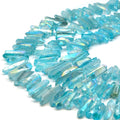 A set of aqua aura quartz stick beads, perfect for jewelry making or crafting projects.