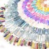 A set of multi-colored aura quartz stick beads, perfect for jewelry making or crafting projects.