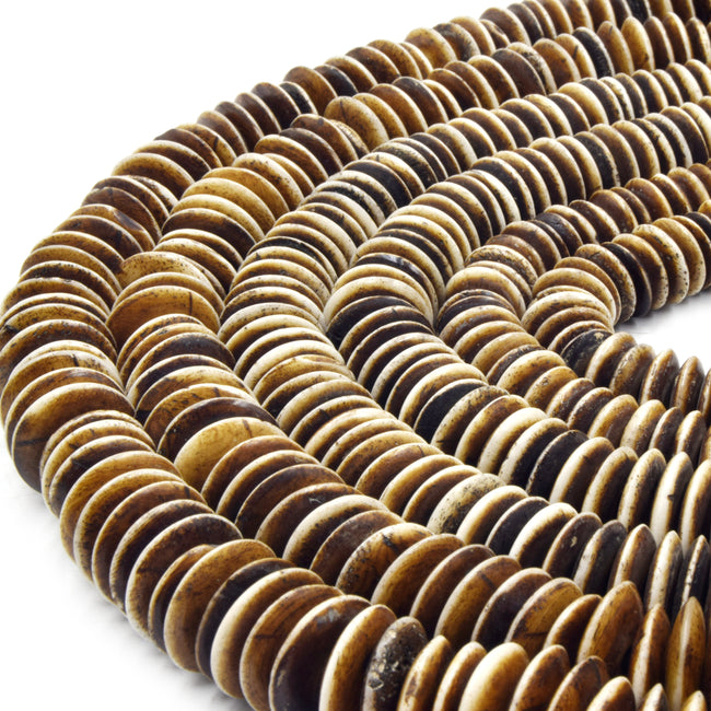 bicolor dark brown bone bead