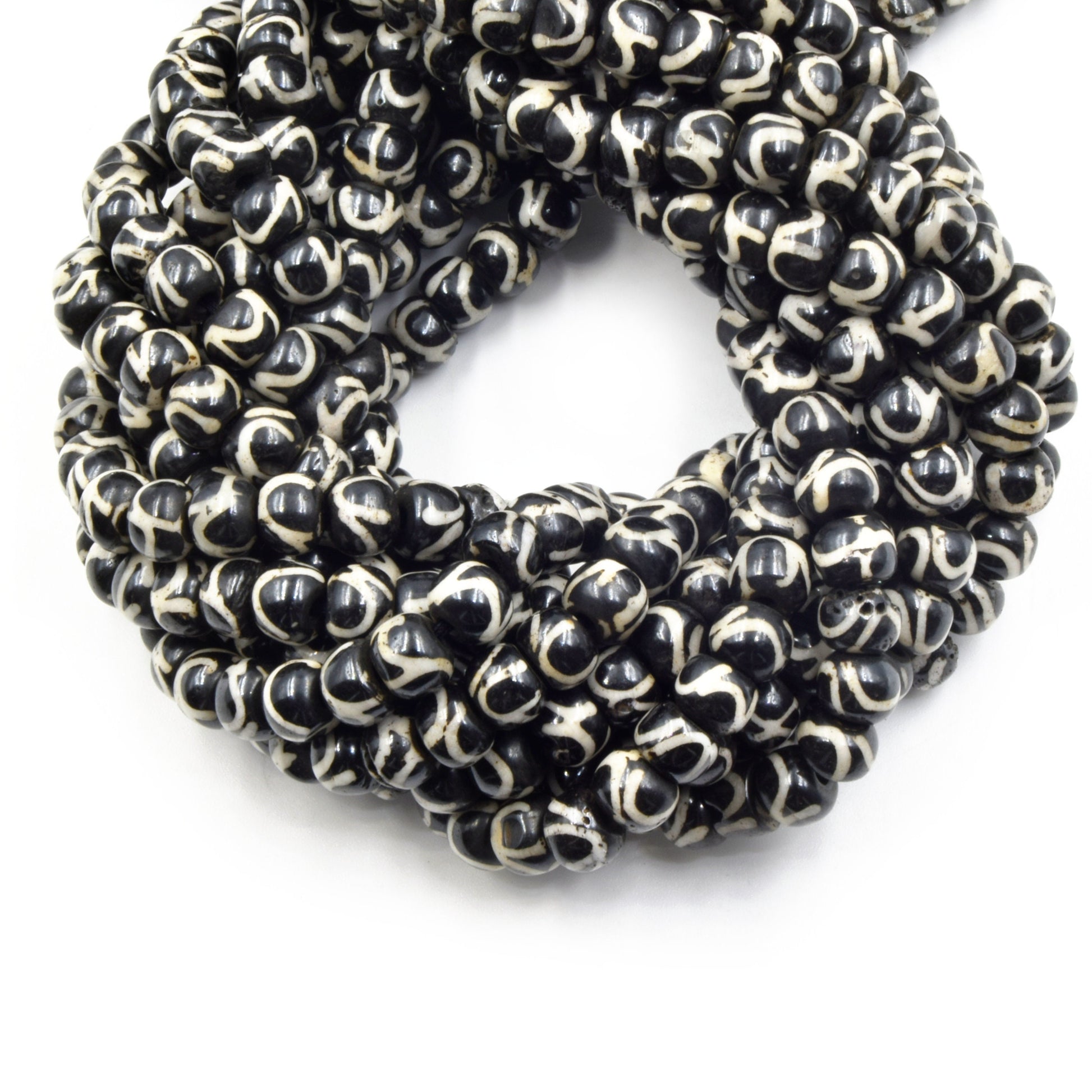 black painted bone bead