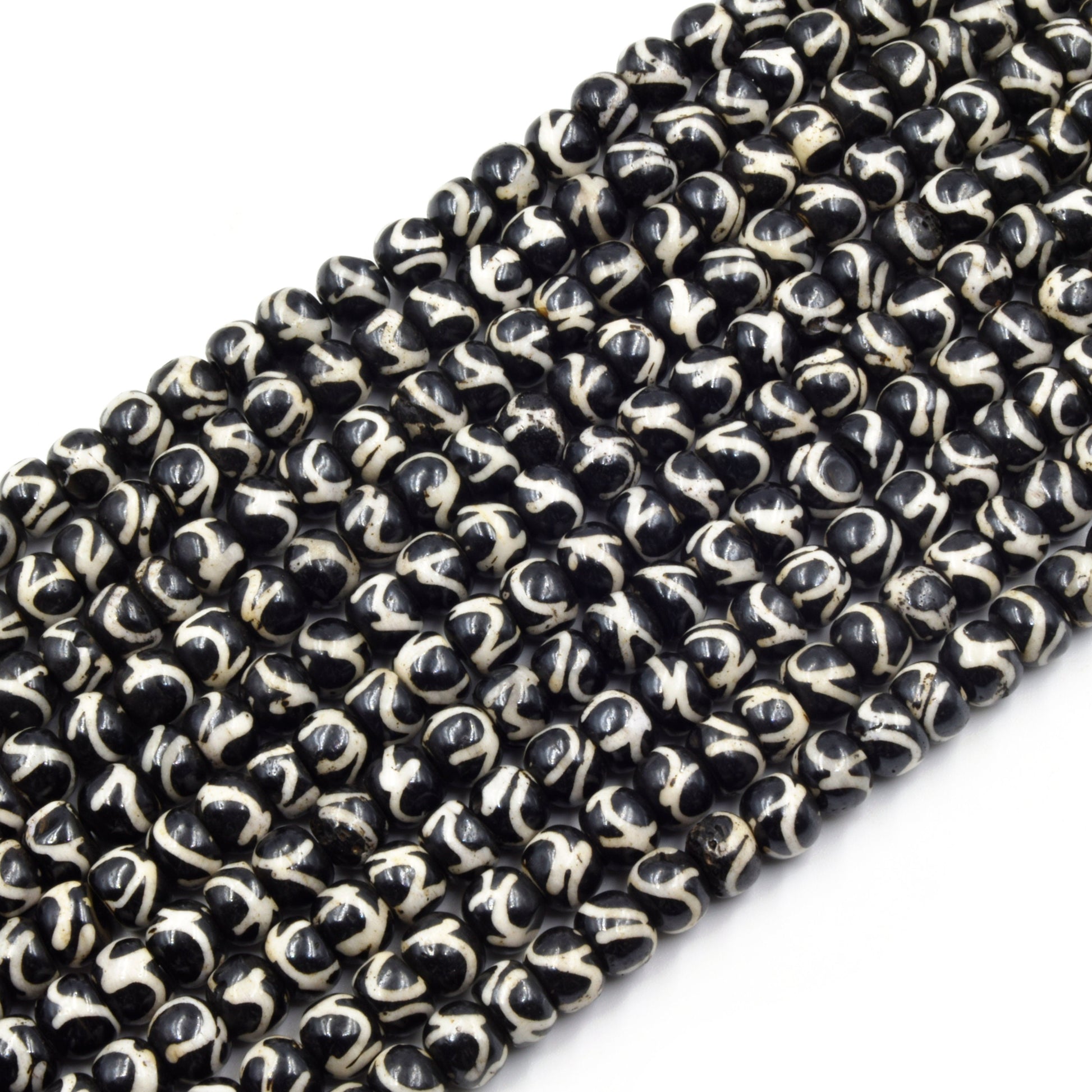 black rondelle bone bead