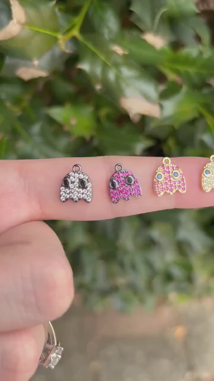 Pacman Ghost Charms | Cubic Zirconia (CZ) Charm for Jewelry Making