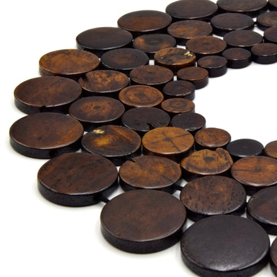 dark brown coin bone beads