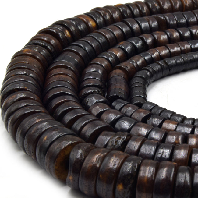 dark brown heishi bone beads