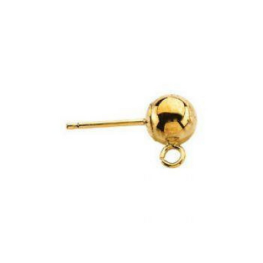 18k Gold Overlay 6mm Ball with Loop Post Clip - High Quality Earring Finding - Two Pairs Per Pack (Four Pieces Total)