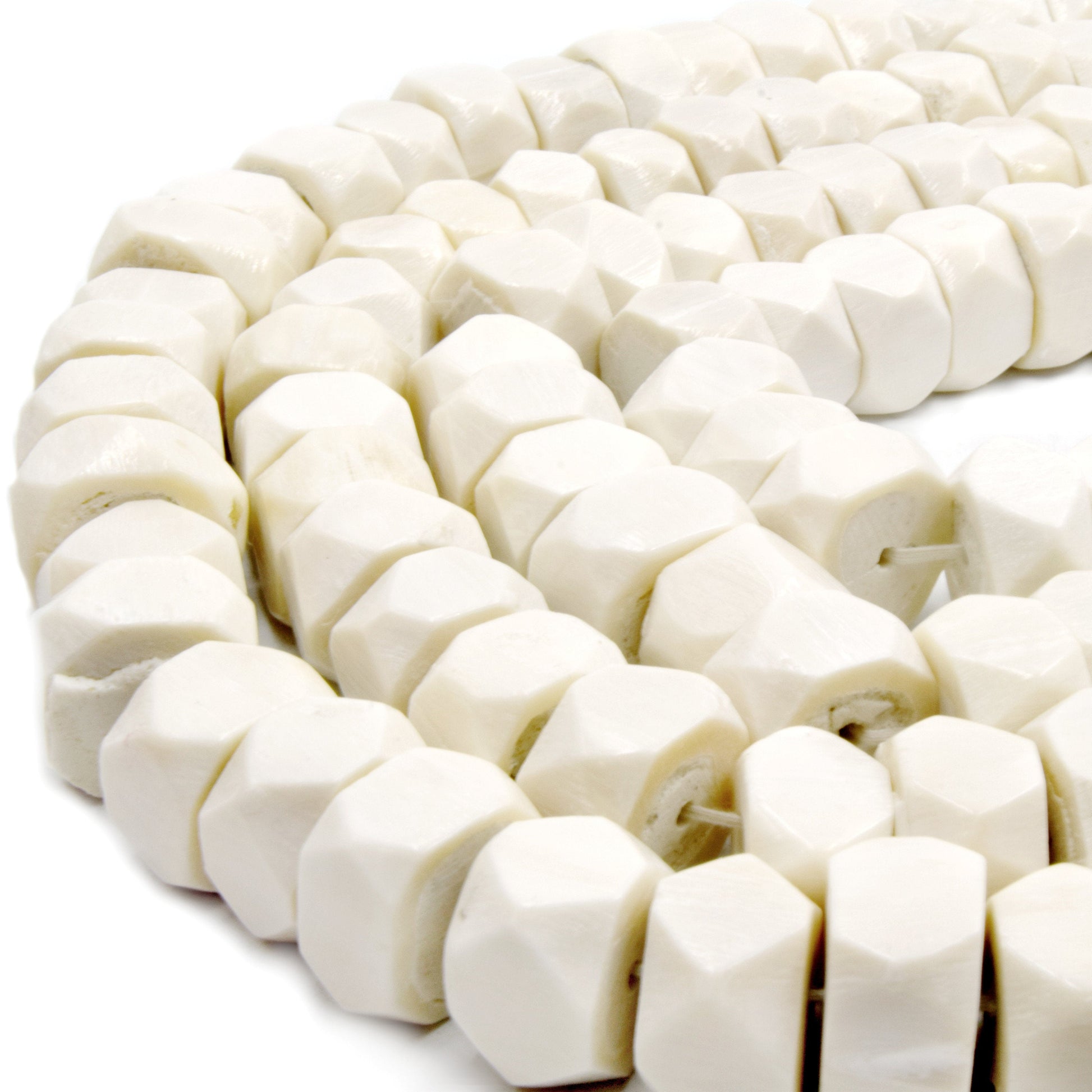 faceted focal bone beads