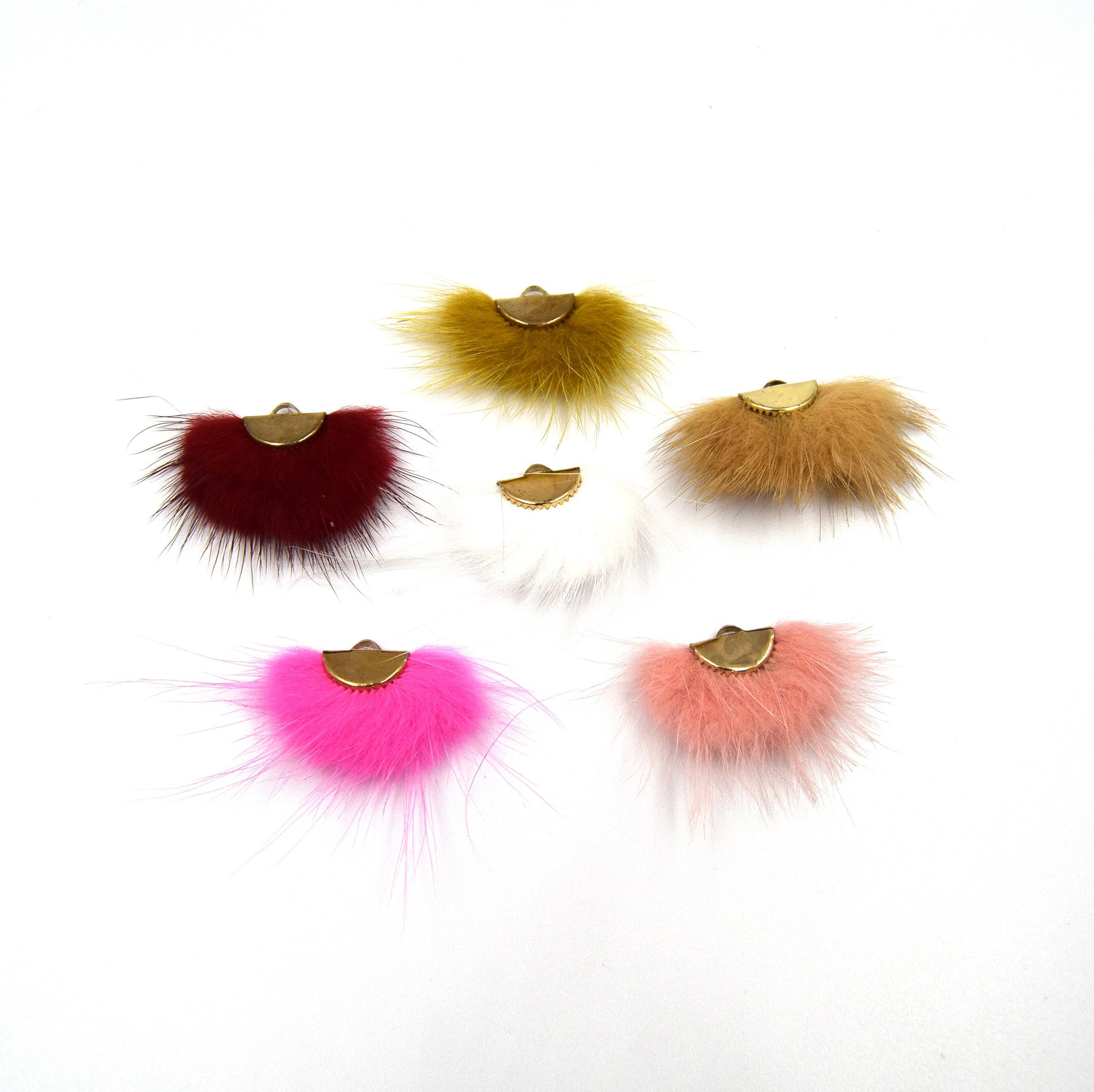 gold half moon cap faux fur tassel