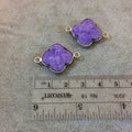 Silver Plated Faceted Manmade Resin/Clay Mottled Purple Quatrefoil Shaped Bezel Connector - Measuring 18mm x 18mm - Sold Individually