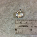 Gunmetal Plated Faceted Clear Hydro (Lab Created) Quartz Round/Coin Shaped Bezel Pendant - Measuring 12mm x 12mm - Sold Individually