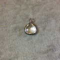 Gunmetal Plated Faceted Clear Hydro (Lab Created) Quartz Heart/Teardrop Shaped Bezel Pendant - Measuring 10mm x 10mm - Sold Individually