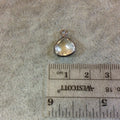 Gunmetal Plated Faceted Clear Hydro (Lab Created) Quartz Heart/Teardrop Shaped Bezel Pendant - Measuring 10mm x 10mm - Sold Individually