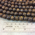 12mm Metallic Bronzite Smooth Finish Round/Ball Shaped Beads with 2.5mm Holes - 7.75" Strand (Approx. 18 Beads) - LARGE HOLE BEADS