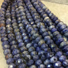 6mm x 10mm Natural Mixed Sodalite Faceted Rondelle Shaped Beads with 2.5mm Holes - 7.75" Strand (Approx. 31 Beads) - LARGE HOLE BEADS