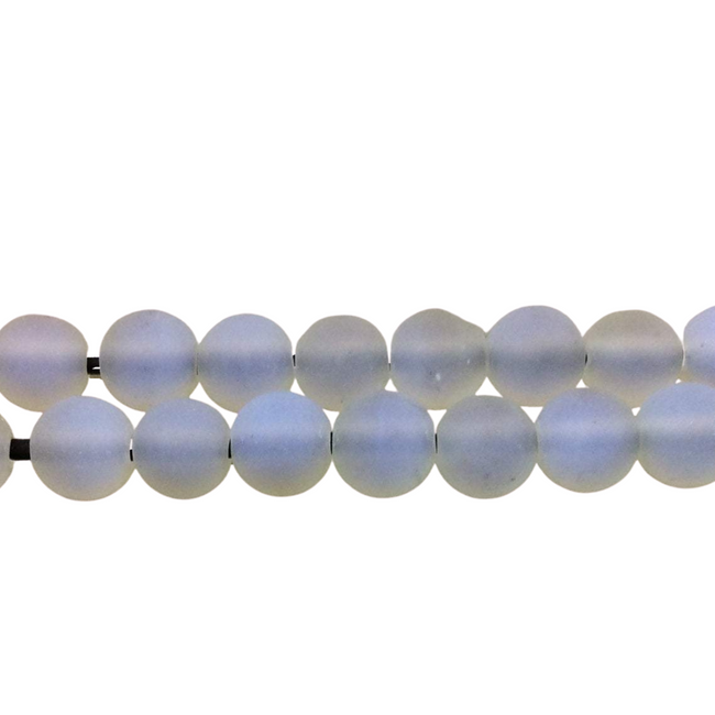 10mm Milky Translucent Opalite Matte Finish Round/Ball Shaped Beads with 2.5mm Holes - 7.75" Strand (Approx. 20 Beads) - LARGE HOLE BEADS