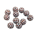 11mm Pave Style Red Glass Encrusted Silver Plated Round/Ball Shaped Beads with 1.5mm Holes - Sold Individually - Elegant Metal Beads