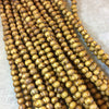 6mm Natural Brown Striped Rondelle Shaped Smooth Wooden Beads with 2mm Holes - Sold by 15.75" Strands (Approx. 78 Beads) - Large Hole Beads