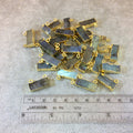 Gold Electroplated Bar/Rectangle Shaped Assorted Labradorite Pendants - Measuring 20mm x 8mm, Approx. - Sold Individually, Chosen Randomly