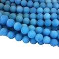 10mm Matte Turquoise Blue Jade Round/Ball Shaped Beads - 15" Strand (Approx. 38 Beads) - Natural Semi-Precious Gemstone - Sold by the Strand