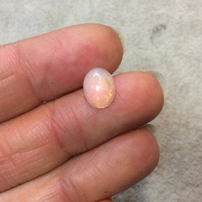 Natural Ethiopian Opal Smooth Oval Shaped Flat Back Cabochon 'B' - Measuring 8mm x 10mm, 5.5mm Dome Height - High Quality Gemstone Cab