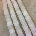 12mm x 9mm Natural White/Clear Quartz Matte Thick Heishi Shaped Beads with 1mm Holes - 15.5" Strand (Approx. 44 Beads) - See Listing Notes!