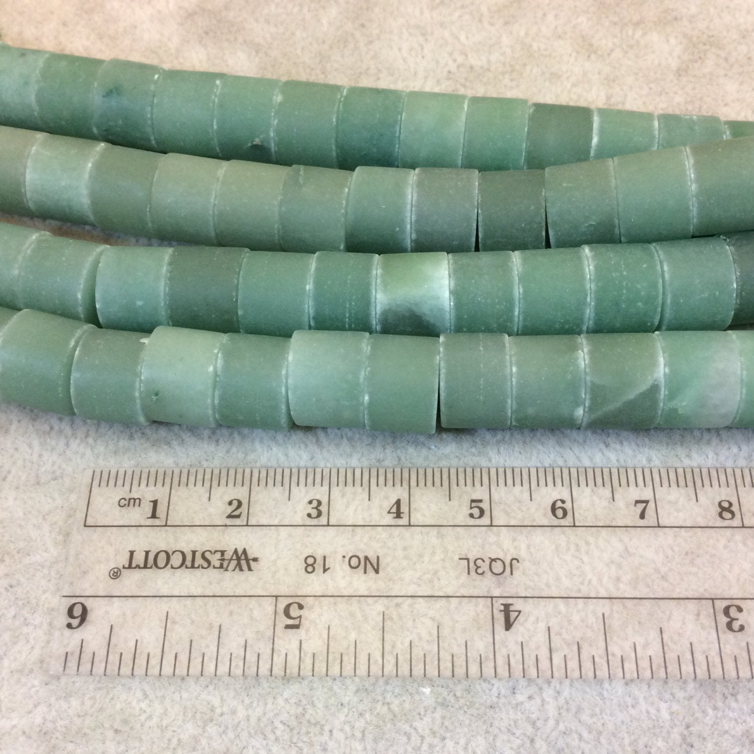 12mm x 9mm Natural Light Aventurine Matte Thick Heishi Shaped Beads with 1mm Holes - 15.5" Strand (Approx. 44 Beads) - See Listing Notes!