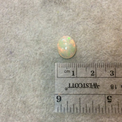Natural Ethiopian Opal Smooth Oval Shaped Flat Back Cabochon 'M' - Measuring 10.5mm x 12.5mm, 5mm Dome Height - High Quality Gemstone Cab