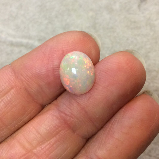 Natural Ethiopian Opal Smooth Oval Shaped Flat Back Cabochon 'M' - Measuring 10.5mm x 12.5mm, 5mm Dome Height - High Quality Gemstone Cab