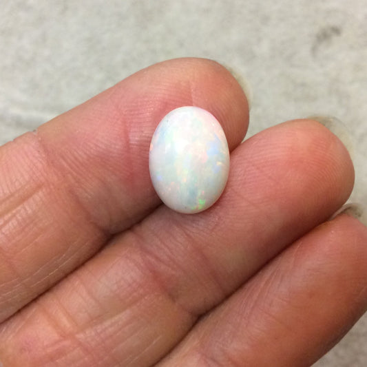 Natural Ethiopian Opal Smooth Oval Shaped Flat Back Cabochon 'N' - Measuring 10mm x 13mm, 5mm Dome Height - High Quality Gemstone Cab