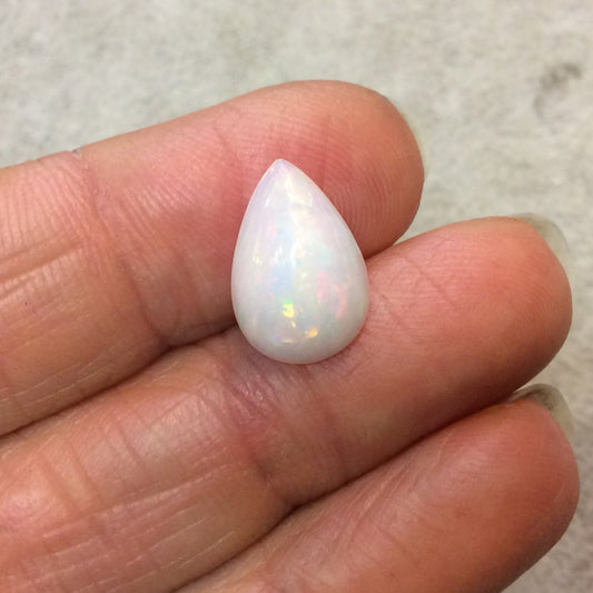 Natural Ethiopian Opal Smooth Teardrop Shaped Rounded Back Cabochon 'Z' - Measuring 10mm x 15mm, 6mm Dome Height - High Quality Gemstone Cab