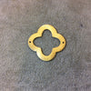 32mm Gold Brushed Finish Thick Open Quatrefoil Shaped Plated Copper Components - Sold in Pre-Counted Bulk Packs of 10 Pieces - (050-GD)