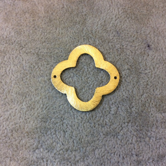 32mm Gold Brushed Finish Thick Open Quatrefoil Shaped Plated Copper Components - Sold in Pre-Counted Bulk Packs of 10 Pieces - (050-GD)