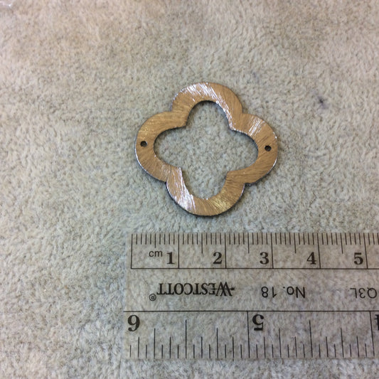 32mm Gunmetal Brushed Finish Thick Open Quatrefoil Shaped Plated Copper Components - Sold in Pre-Counted Bulk Packs of 10 Pieces - (050-GM)