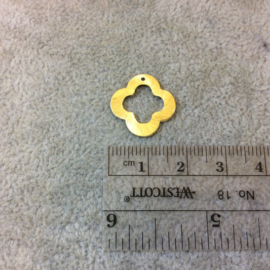 17mm Gold Brushed Finish Thick Open Quatrefoil Shaped Plated Copper Components - Sold in Pre-Counted Bulk Packs of 10 Pieces - (047-GD)