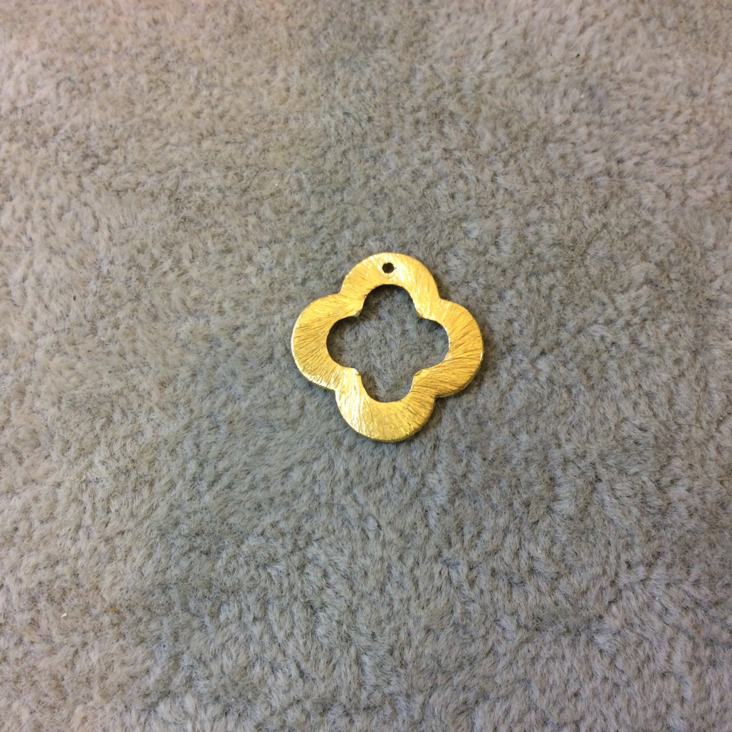 17mm Gold Brushed Finish Thick Open Quatrefoil Shaped Plated Copper Components - Sold in Pre-Counted Bulk Packs of 10 Pieces - (047-GD)