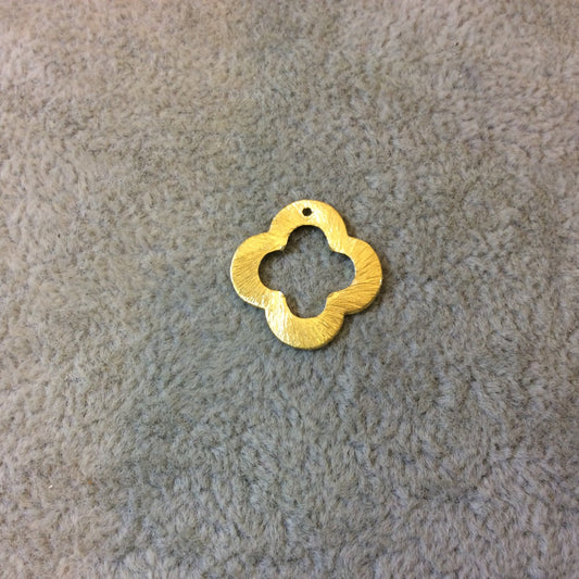17mm Gold Brushed Finish Thick Open Quatrefoil Shaped Plated Copper Components - Sold in Pre-Counted Bulk Packs of 10 Pieces - (047-GD)