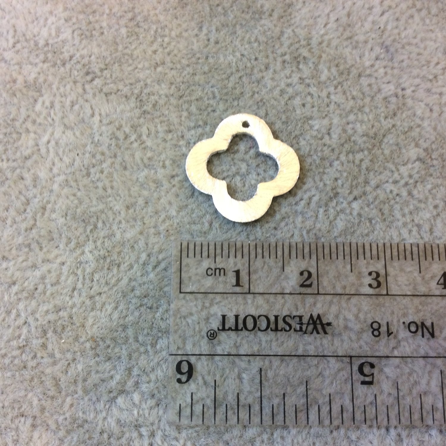 17mm Silver Brushed Finish Thick Open Quatrefoil Shaped Plated Copper Components - Sold in Pre-Counted Bulk Packs of 10 Pieces - (047-SV)