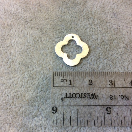 17mm Silver Brushed Finish Thick Open Quatrefoil Shaped Plated Copper Components - Sold in Pre-Counted Bulk Packs of 10 Pieces - (047-SV)