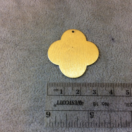 33mm Gold Brushed Finish Blank Quatrefoil Shaped Plated Copper Components - Sold in Pre-Counted Bulk Packs of 10 Pieces - (063-GD)
