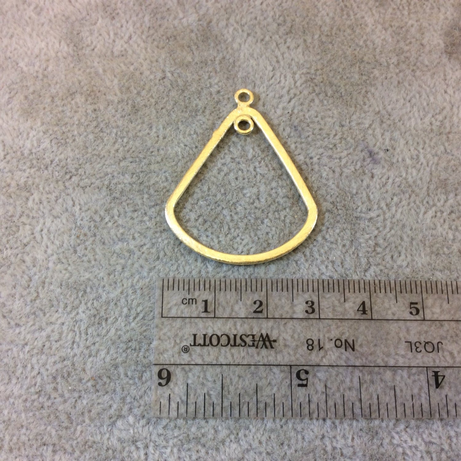 30mm x 33mm Gold Brushed Finish Tear Shaped Plated Copper Components with Inner Ring - Sold in Pre-Counted Packs of 10 Pieces - (117-GD)