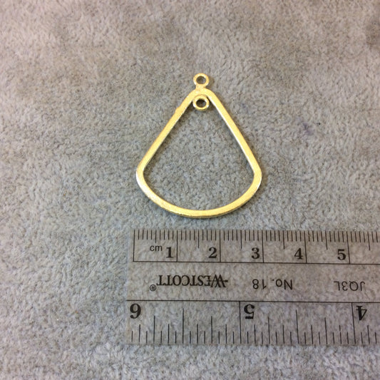 30mm x 33mm Gold Brushed Finish Tear Shaped Plated Copper Components with Inner Ring - Sold in Pre-Counted Packs of 10 Pieces - (117-GD)
