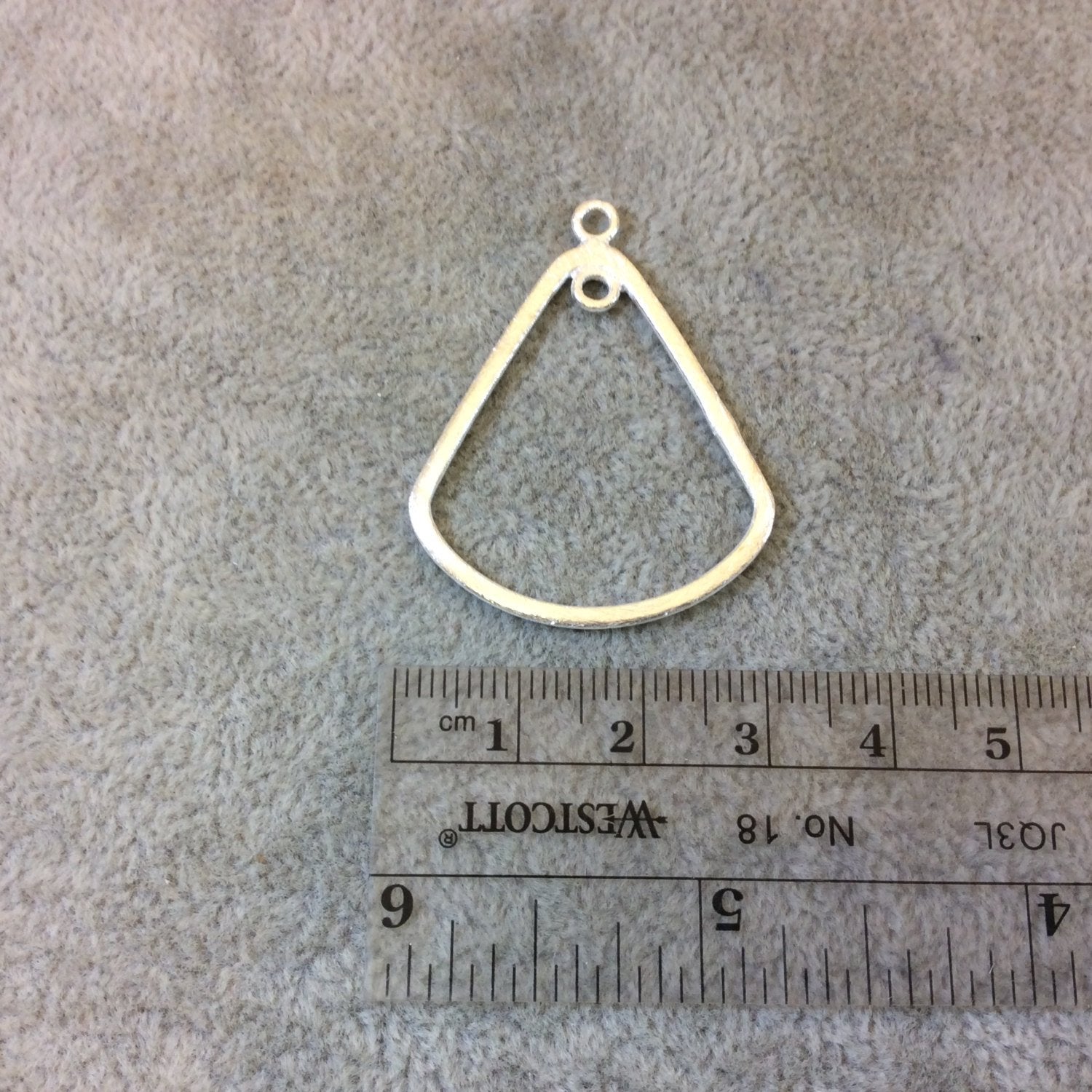 30mm x 33mm Silver Brushed Finish Tear Shaped Plated Copper Components with Inner Ring - Sold in Pre-Counted Packs of 10 Pieces - (117-SV)