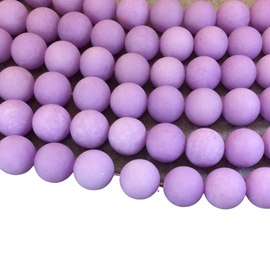 12mm Matte Lavender Jade Round/Ball Shaped Beads - 15" Strand (Approx. 31 Beads) - Natural Semi-Precious Gemstone - Sold by the Strand