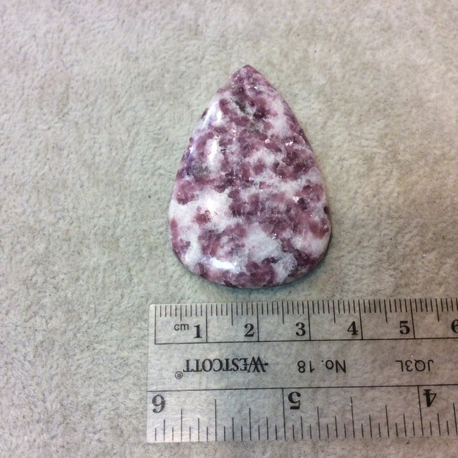 Natural Lepidolite Pear/Teardrop Shaped Flat Back Cabochon - Measuring 33mm x 50mm, 5.5mm Dome Height - Natural High Quality Gemstone