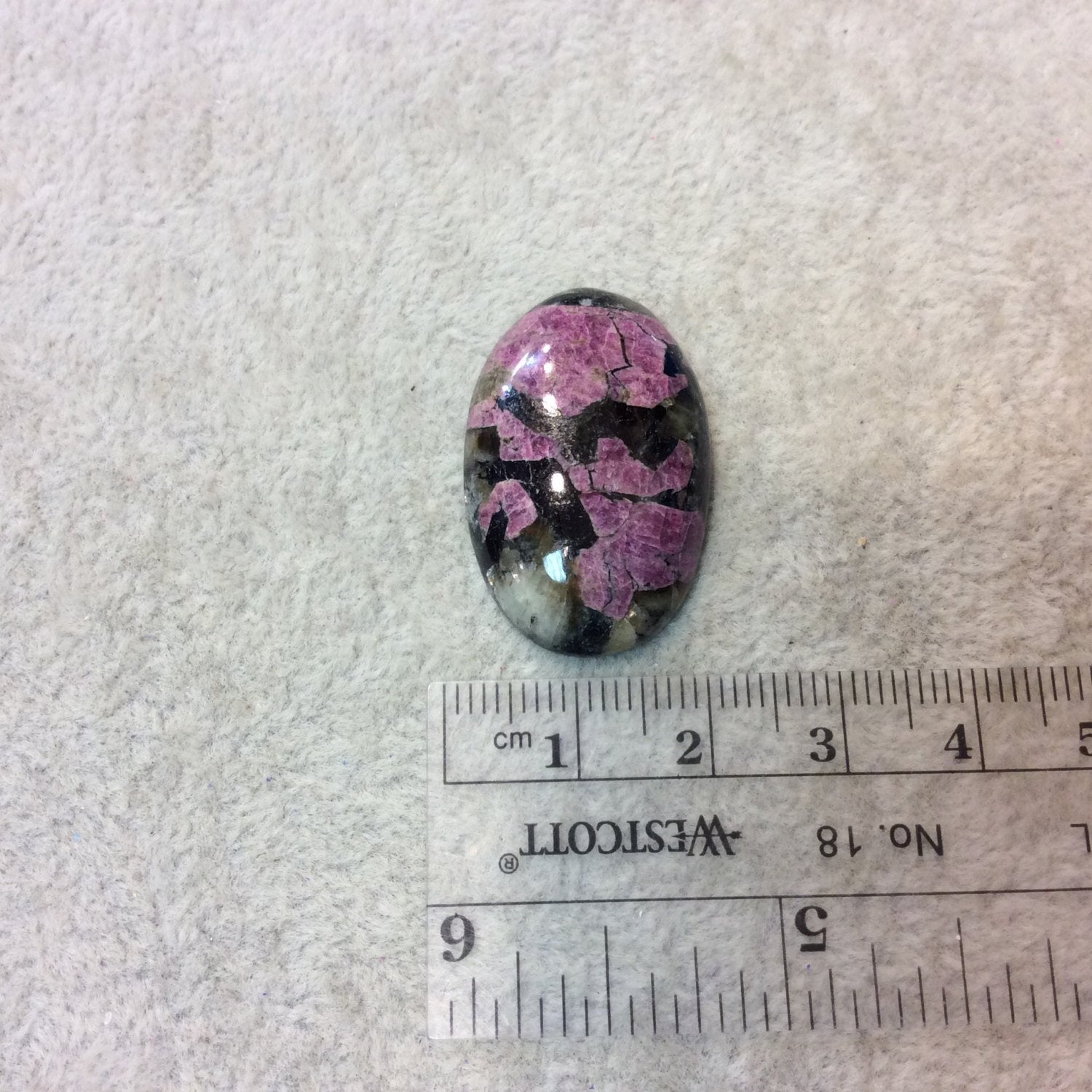 Natural Eudialyte Oblong Oval Shaped Flat Back Cabochon - Measuring 31mm x 50mm, 4mm Dome Height - Natural High Quality Gemstone