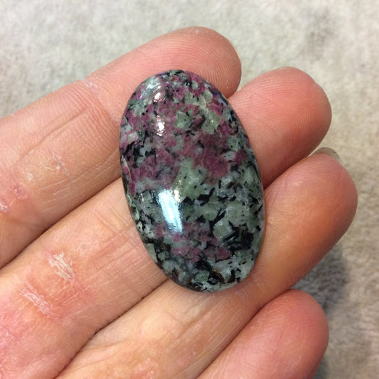 Natural Eudialyte Oblong Oval Shaped Flat Back Cabochon - Measuring 20.5mm x 34.5mm, 5mm Dome Height - Natural High Quality Gemstone