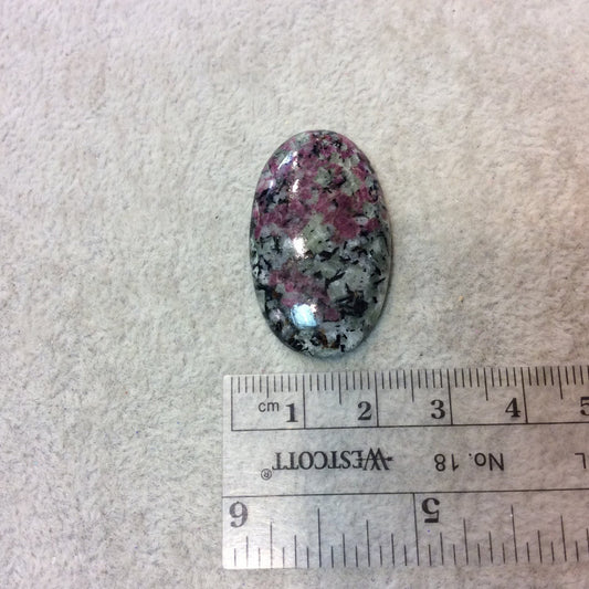 Natural Eudialyte Oblong Oval Shaped Flat Back Cabochon - Measuring 20.5mm x 34.5mm, 5mm Dome Height - Natural High Quality Gemstone